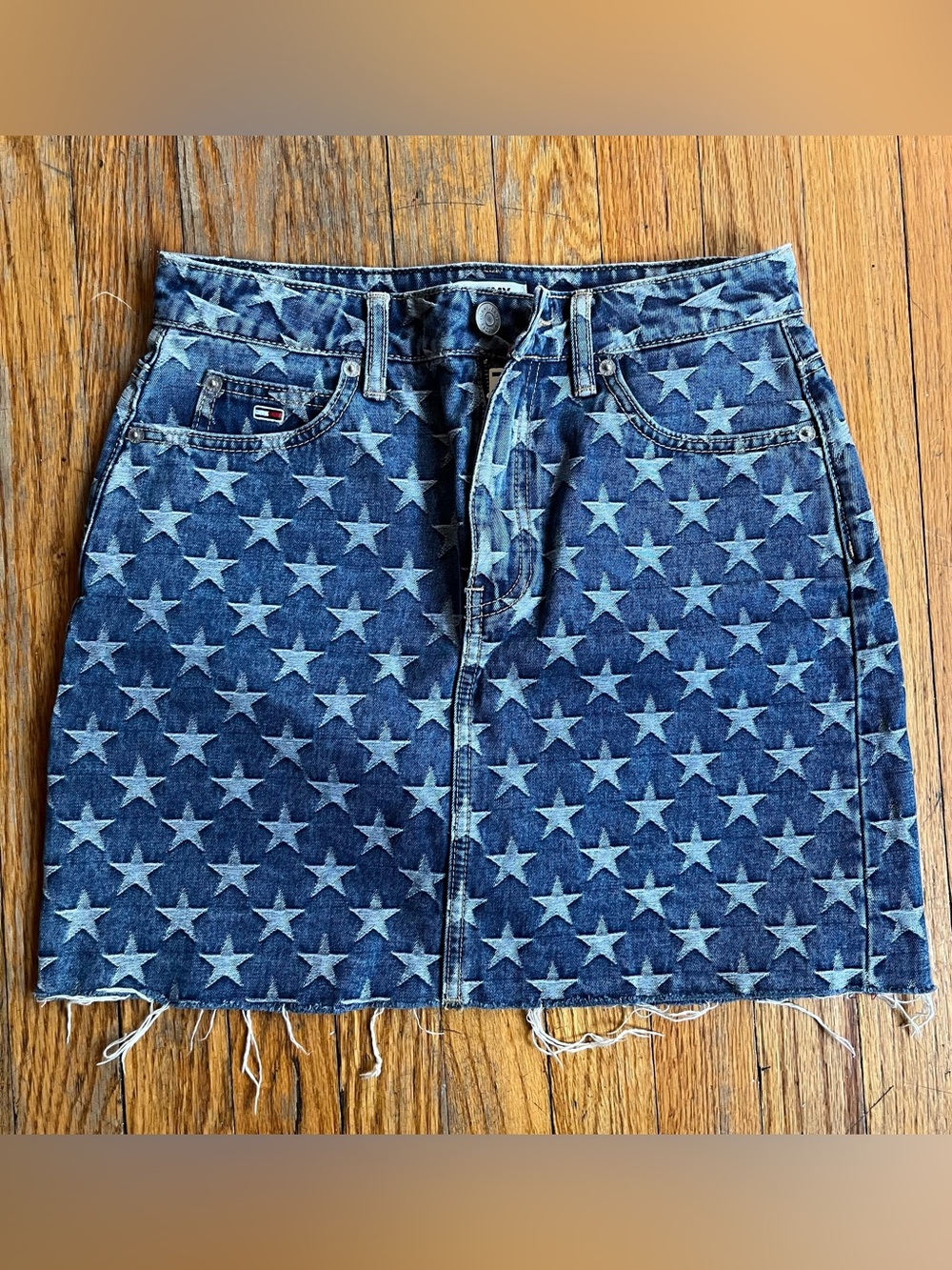 Tommy Hilfiger star print denim mini skirt